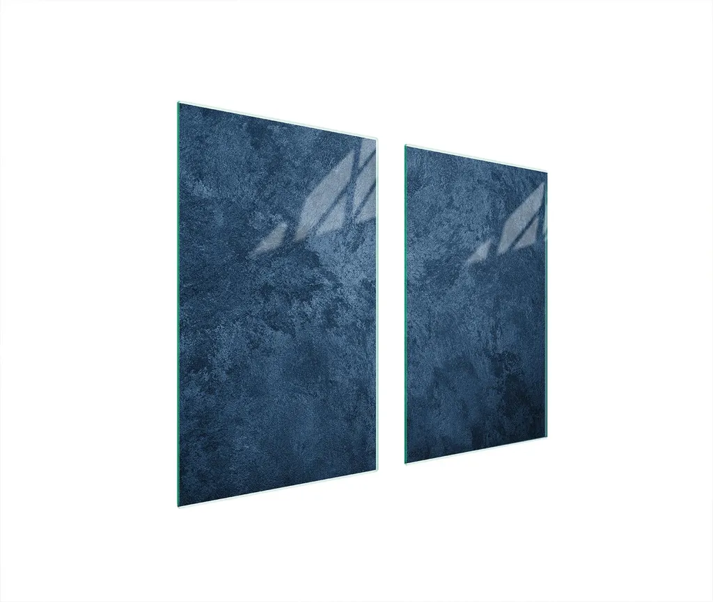 Set 2 Piastre Copri Piano Cottura 75x52 - Vetro Temperato Blu