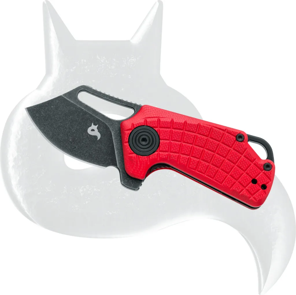 Couteau pliant Black Fox Puck en acier D2 Stonewash avec manche G10 rouge