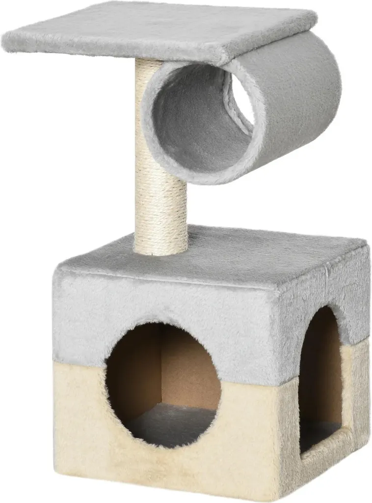 Arbre à chat stable anti-basculement avec griffoir bois et sisal durable