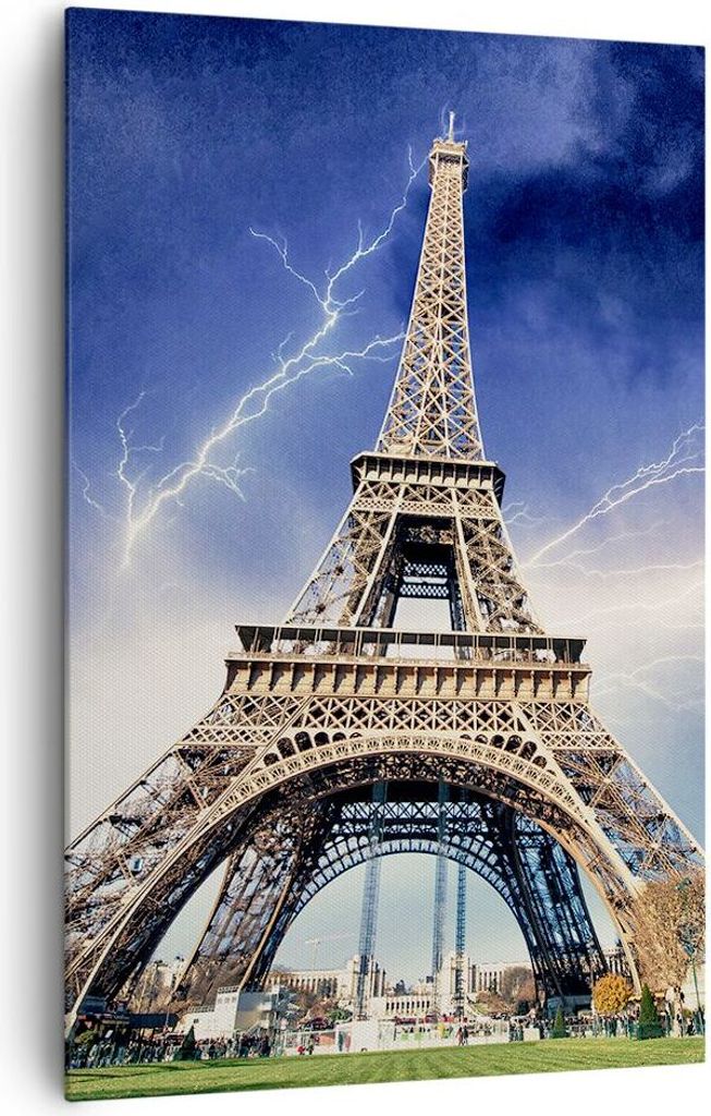 Bild auf Leinwand - Leinwandbild - Einteilig - Eiffle Paris Turm - 80x120cm - Wand Bild - Wanddeko - Wandbilder - Leinwanddruck - Wanddekoration - ...