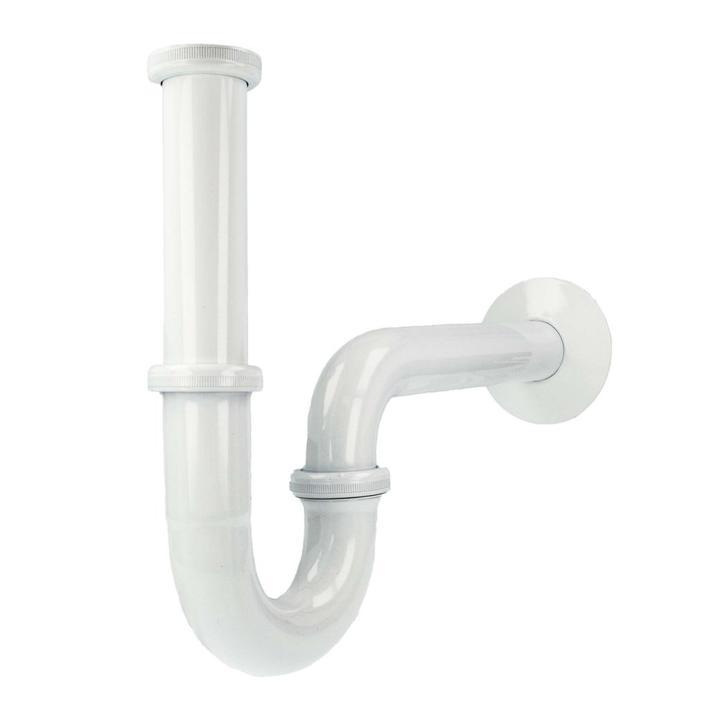 tecuro PROFI Röhrengeruchsverschluss Siphon extra lang weiß RAL 9010