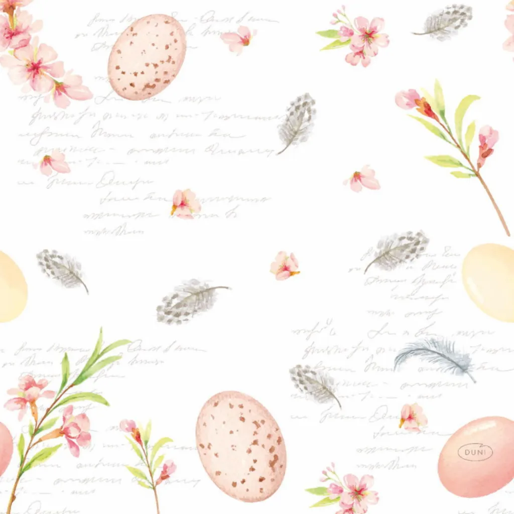 Serviettes de table Pâques absorbantes motif Plumes et Oeufs 33x33 cm x20