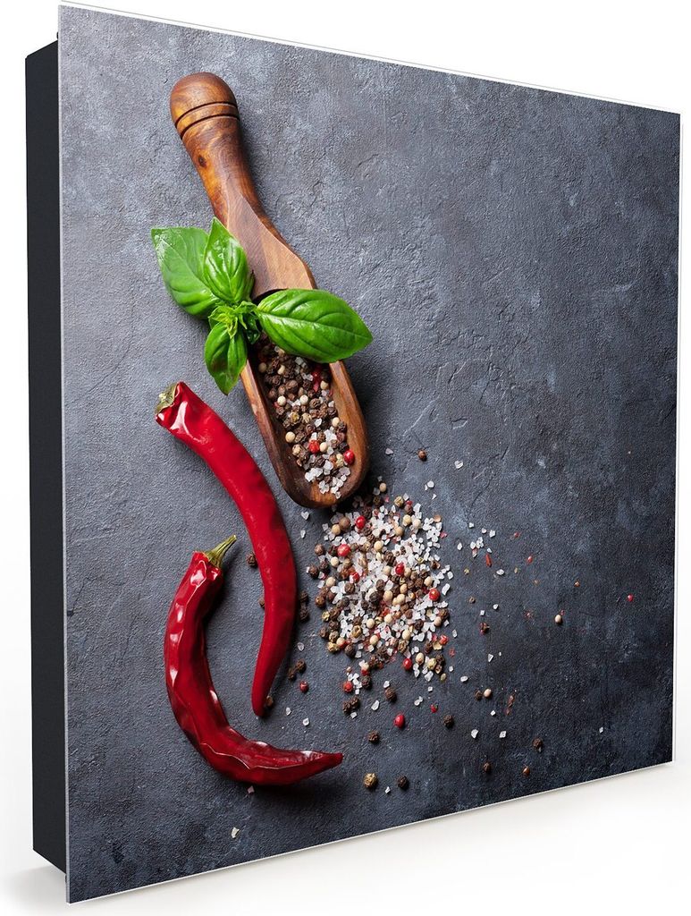 Nachbildung-Schlüsselkasten, Magnetpinnwand und Memoboard mit Glasfront Motiv Pfeffer und Salz