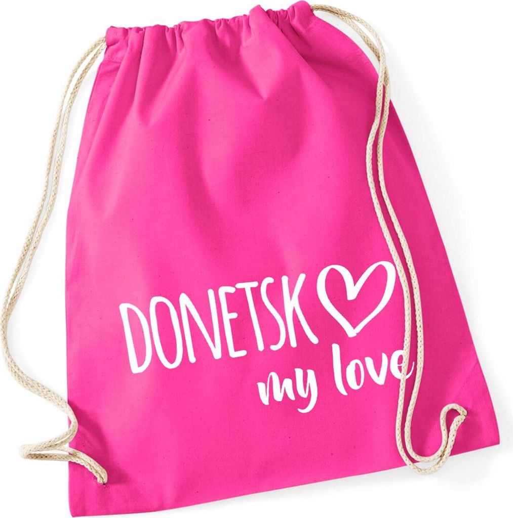 Huuraa Turnbeutel Donetsk my love 12 Liter Fuchsia Baumwolle Rucksack Geschenkidee
