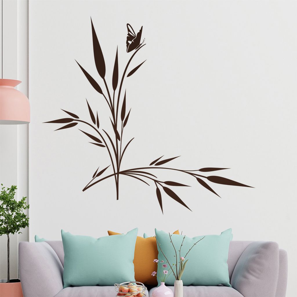 kleiner Falter auf Gras Wandtattoo in 6 Größen - Wandaufkleber Wall Sticker - Dekoration, Küche, Wohnzimmer, Schlafzimmer, Badezimmer