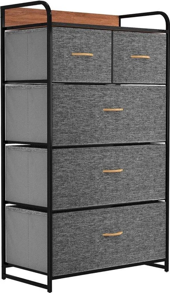 Organisateur d'armoire à 5 compartiments gris foncé en acier robuste