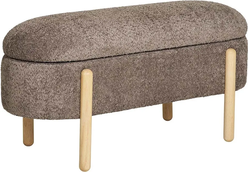 Petit Pouf Gain de Place Stellan en Bouclé Marron - Assise d'Appoint
