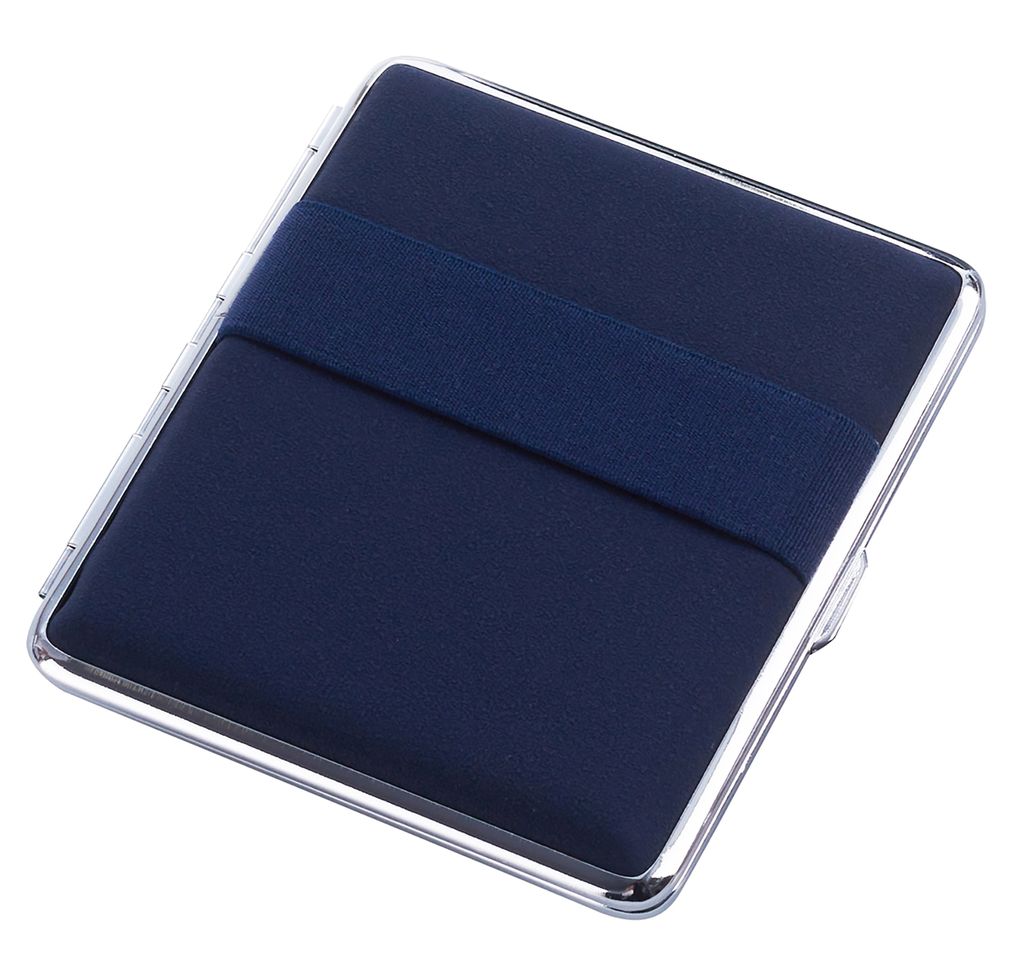 ZIGARETTENETUI mit Gummiband für 20 Zigaretten aus Metall Samtoptik Zigarettenbox Zigarettendose Etui Dose Box Case 55 (Blau)