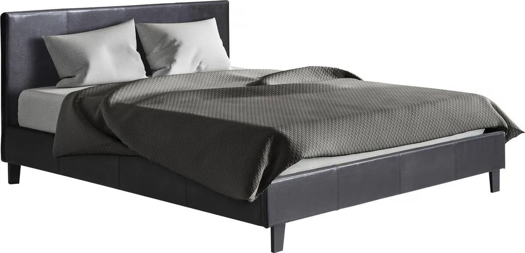 Lit 140x190 cm Lina Noir Idéal pour Aménager une Chambre Moderne