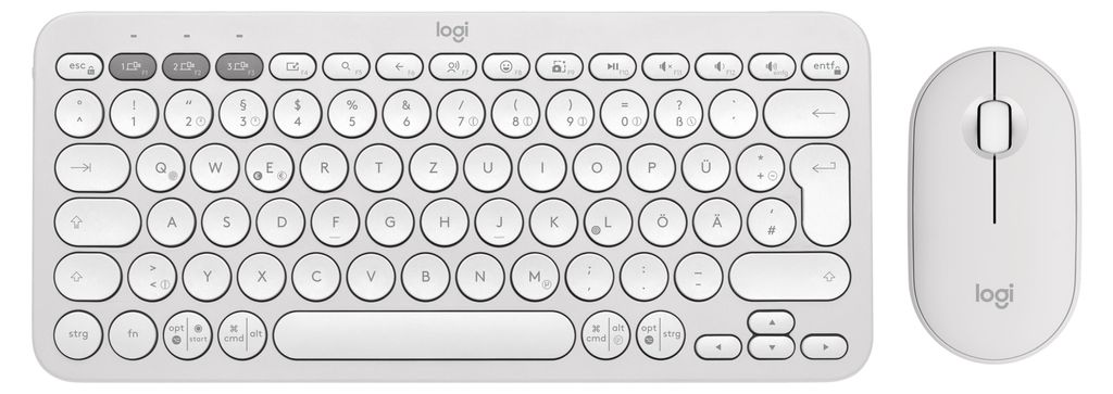 Logitech Pebble 2 Combo Set, Weiß, Kabellos, Deutsch, Produktbild 