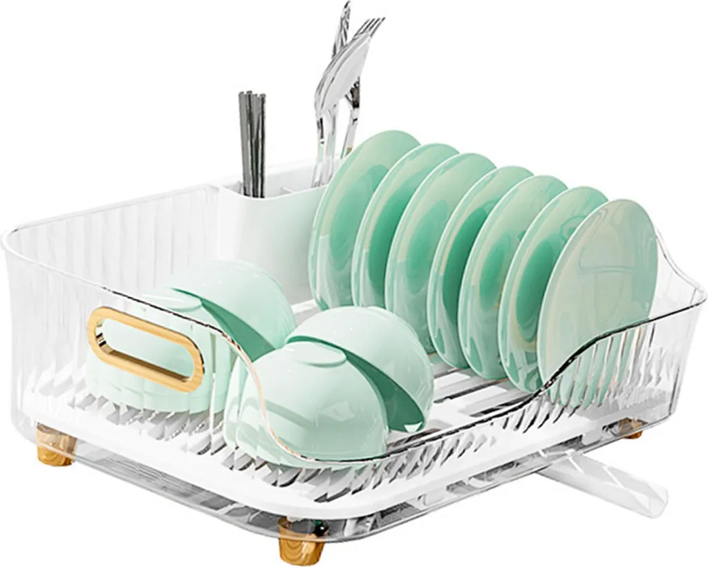 Support de séchage vaisselle design transparent pour couverts et bols
