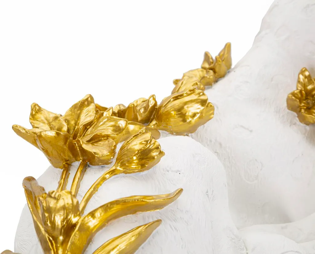 Grande Décoration Léopard Blanc et Or 53 cm pour Buffet et Console