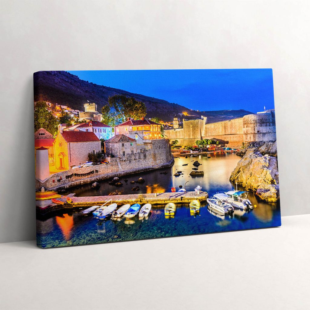 Die Bucht der Altstadt bei Nacht – Leinwandbild Wandbild – 60x40 cm – Leinwandbilder – Wandbilder – Schlafzimmer – Flur