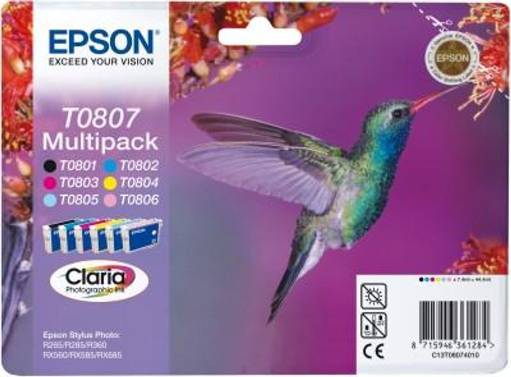 Epson Multipack 6-farbig T0807 Claria Photographic Ink, Produktbild 