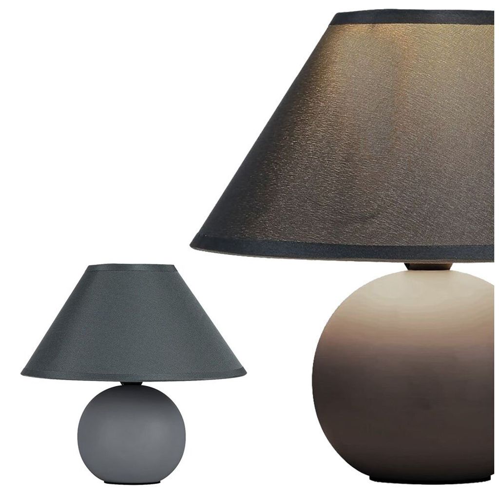 Rabalux 2146 Tischleuchte Ariel, E14, Keramik, grau, rund, Produktbild 