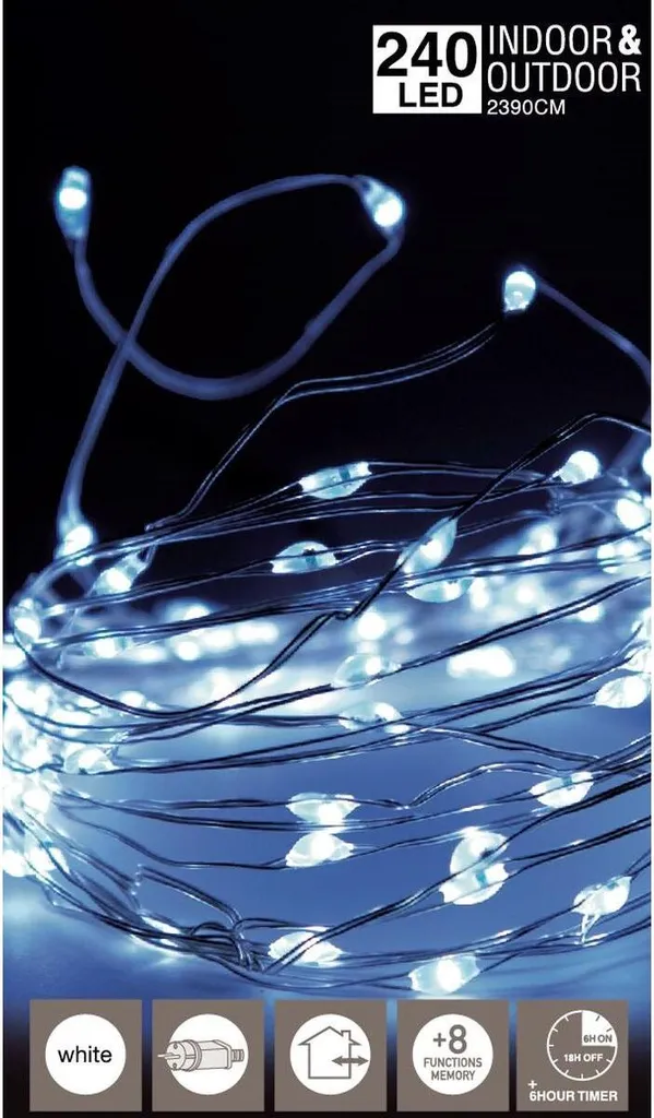 Décoration de Noël : Guirlande lumineuse 240 LED blanc froid étanche IP44