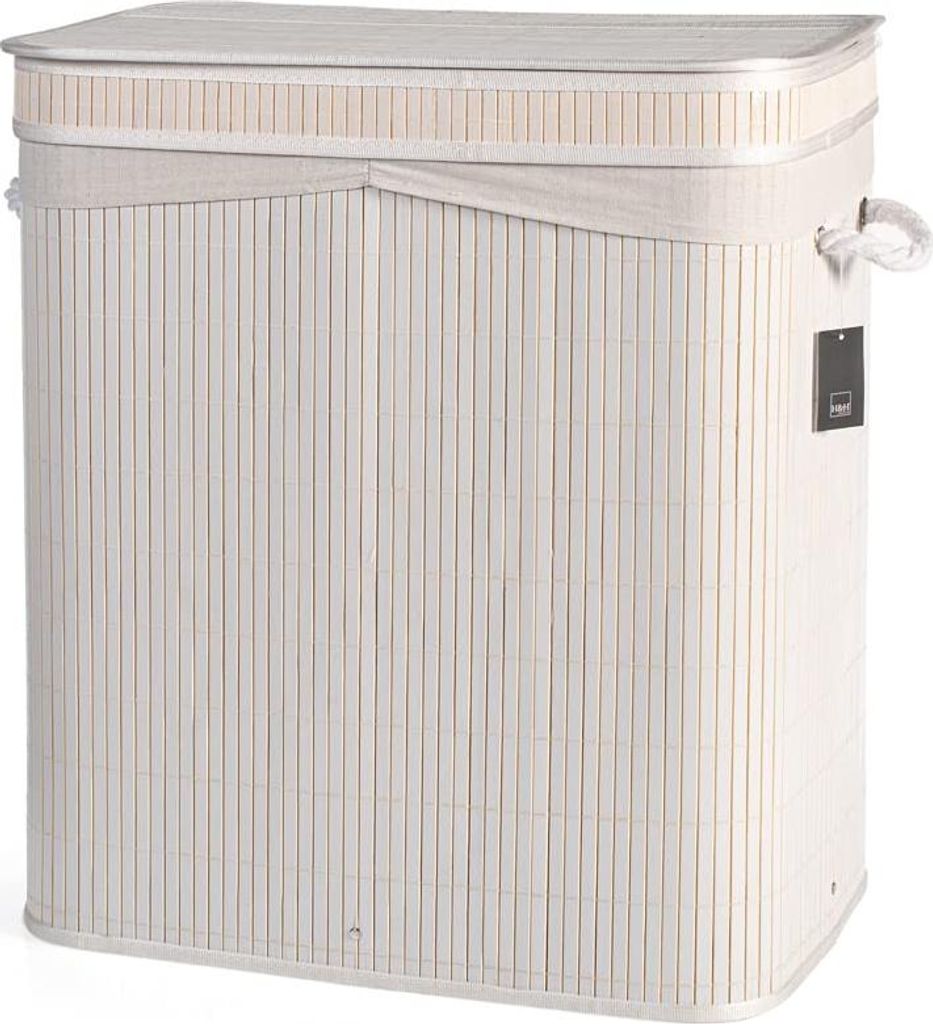 H&H rechteckiger Wäschekorb aus Bambus cm 52x32x60 h