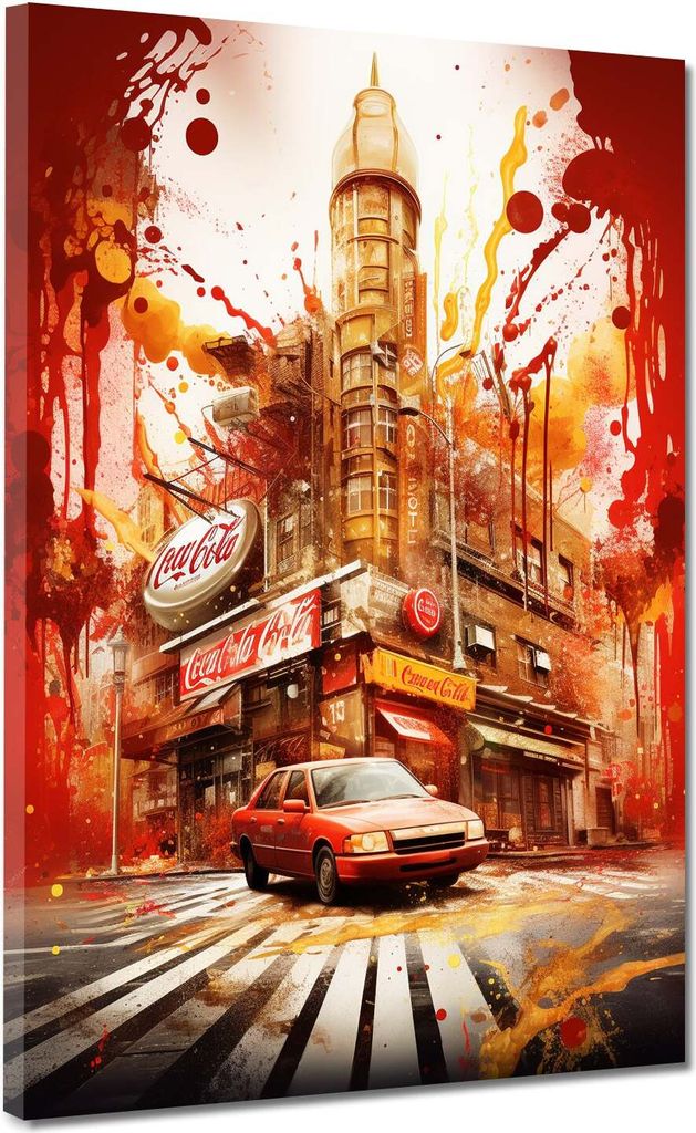 Abstrakt Gebäude USA Brand Red Leinwandbild Wandbild Kunstdruck XL Wanddeko: 105x140x4cm