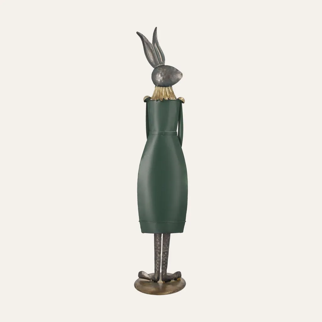 Déco de Pâques : Lapin en Fer-blanc Vert pour Centre de Table Mural - 4