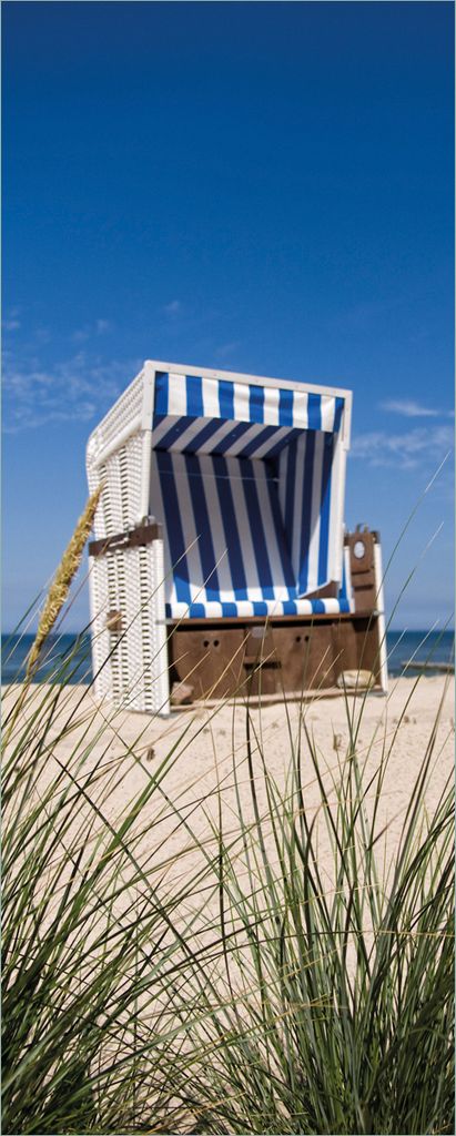 Wallario Poster - Strandkorb, Kunstdruck Größe: 80 x 200 cm