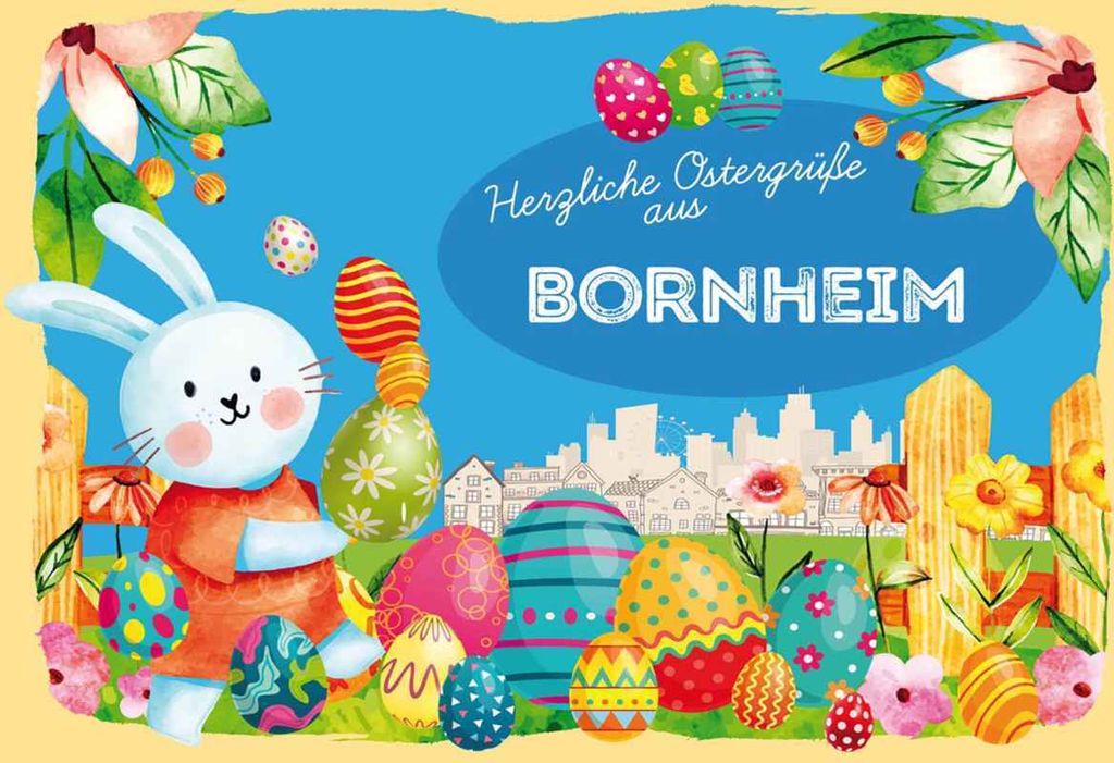 vianmo Holzschild 20x30 cm Ostergrüße BORNHEIM Ostern Produktbild 
