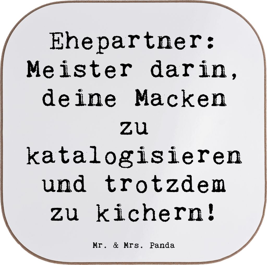 Mr. & Mrs. Panda Untersetzer für Gläser Spruch Ehepartner Schätze - Weiß - Geschenk, Kichern, Freude, Glas, persönliche Erinnerungen, Holzunte...