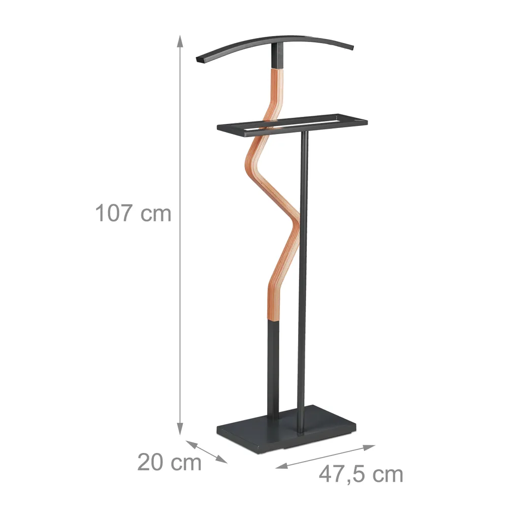 Valet de nuit moderne en métal anthracite - Stable et facile à assembler