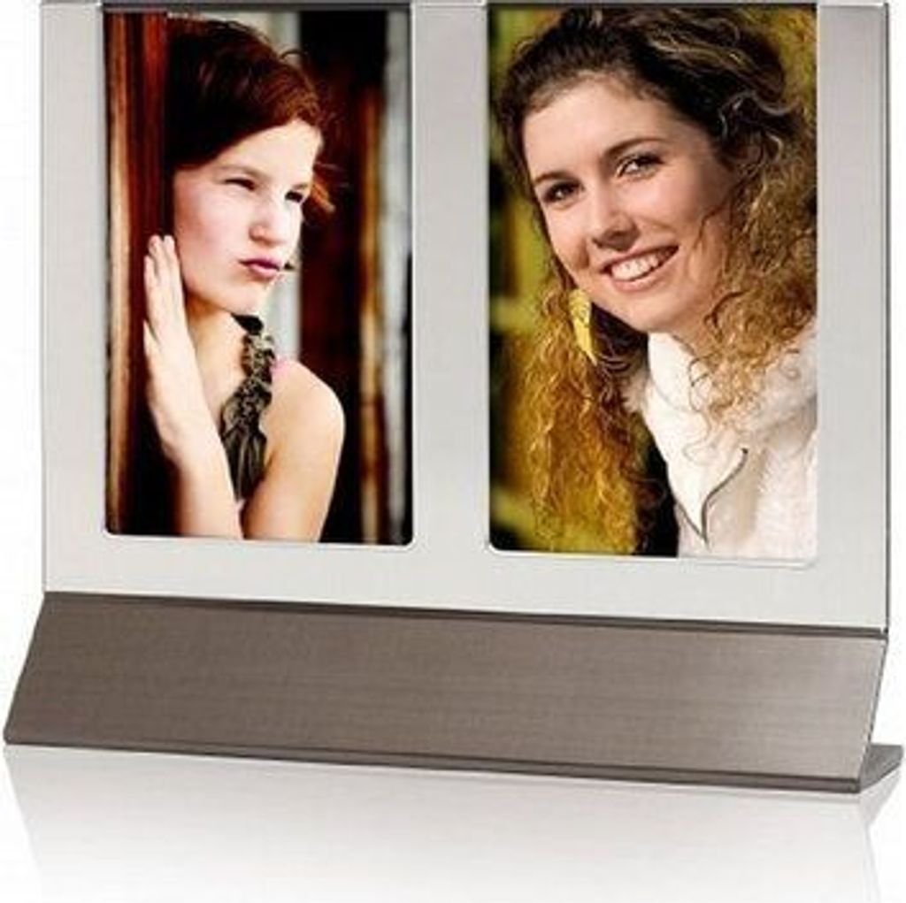 Moderner Multi Bilderrahmen Fotorahmen aus Aluminium silber 2x 10x15 cm