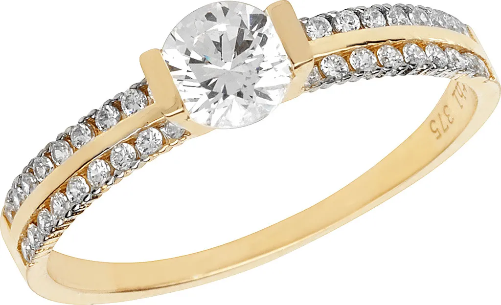 Bague Cadeau Femme Or et Zirconium Taille 58 pour Mariage et Soirée