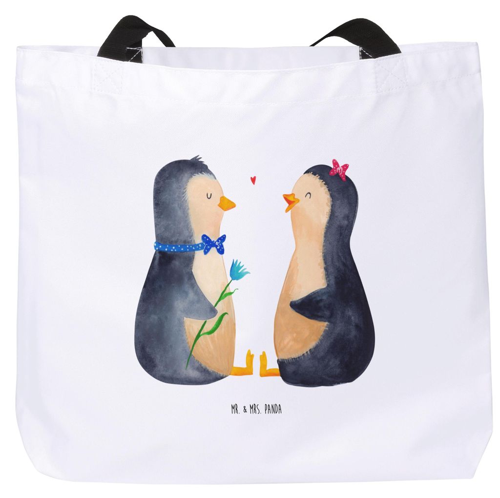 Mr. & Mrs. Panda Einkaufstasche Pinguin Pärchen - Weiß - Geschenk, Liebe, Verknallt, Tote Bag, Laptoptasche, Tasche, Hochzeitsgeschenk, Reisetasc...