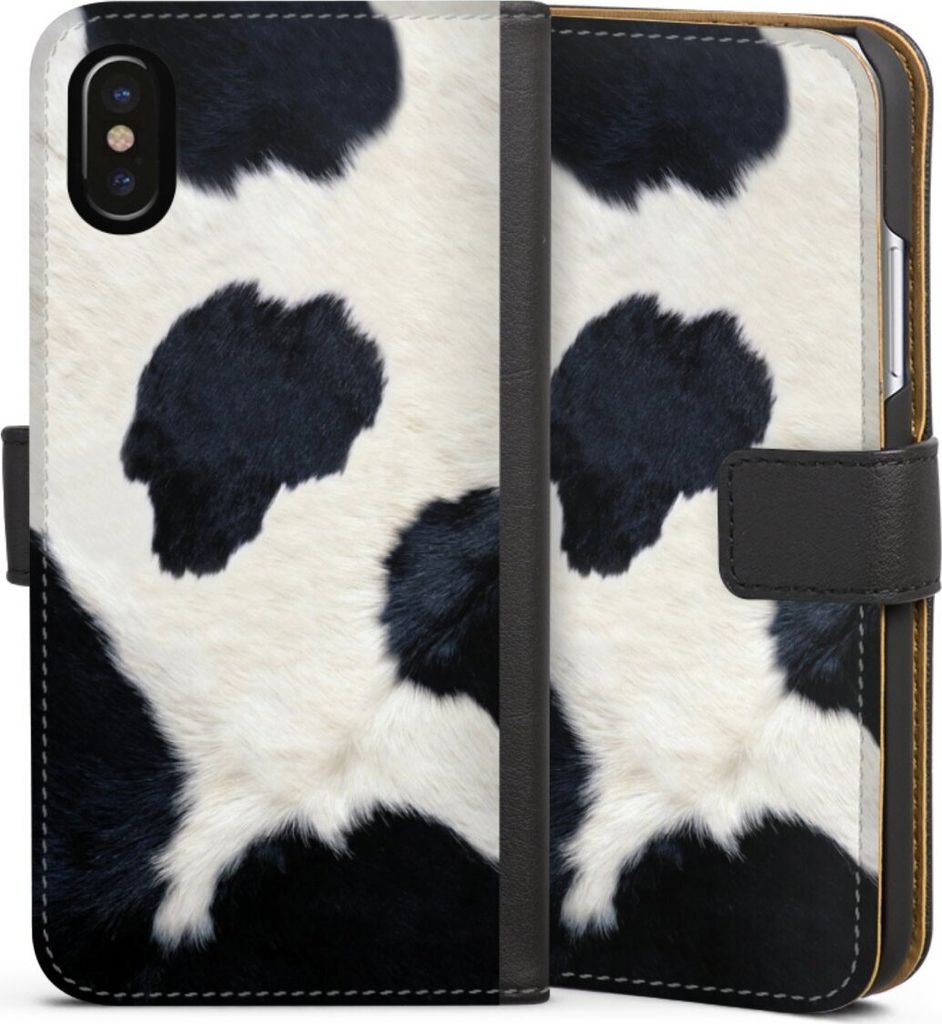 DeinDesign Klapphülle für Apple iPhone X Handytasche Lederhülle Tasche Animal-Look Animalprint Kuhfell