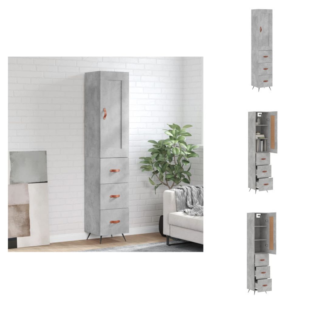 vidaXL Highboard Betongrau 34,5x34x180 cm Holzwerkstoff - Sideboards