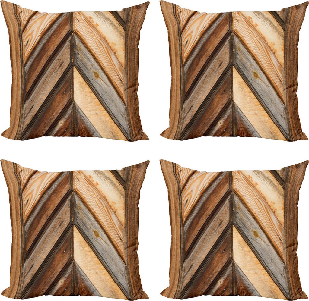 ABAKUHAUS Rustikal Kissenbezug Set (4 Stück), Grunge Natur Garten, Moderner Doppelseitiger Digitaldruck, 45 cm x 45 cm, Braun