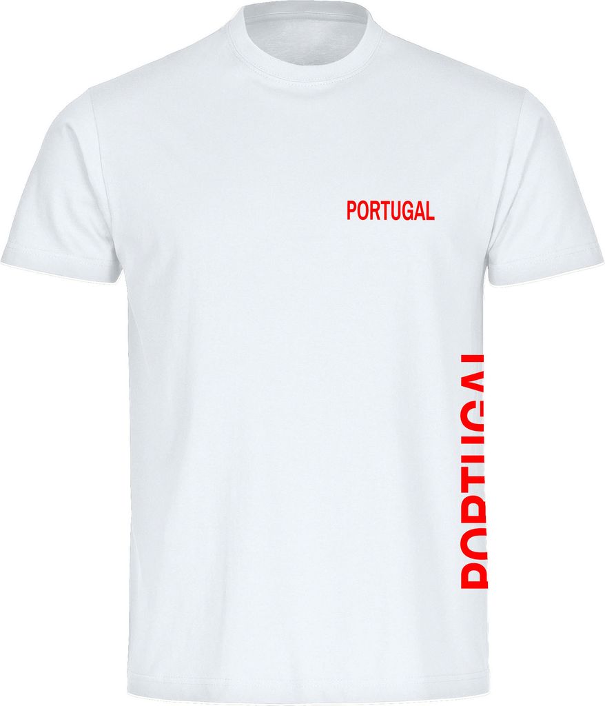 multifanshop Kinder T-Shirt - Portugal - Brust & Seite, weiß, Größe 128