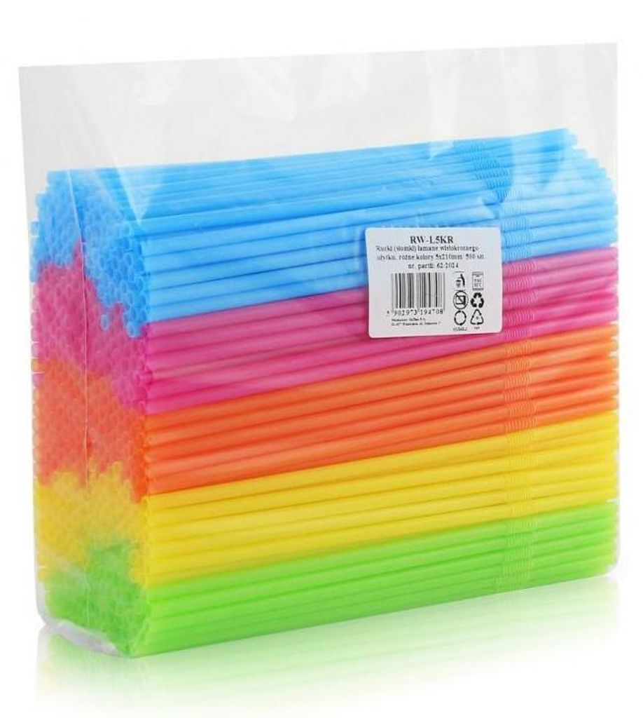 2000 Mehrweg Plastik Trinkhalme / Strohhalme bunt flexibel Produktbild 