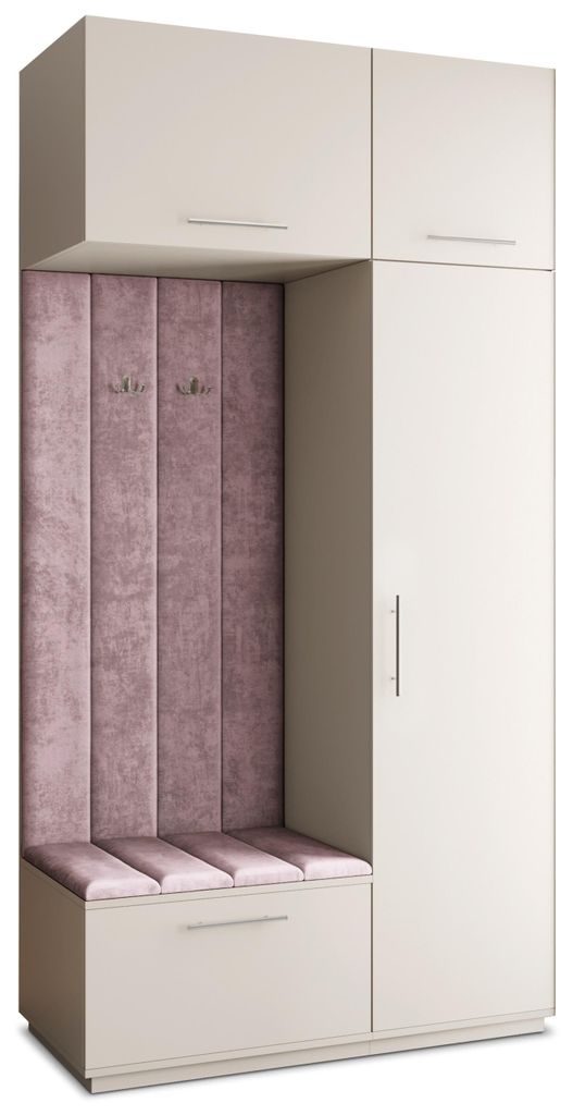 Masseno Garderobe-Set REMA 120/240/60 cm Modern Garderobenschrank Kaschmir, Veloursstoff MONOLITH 62 (Lila)