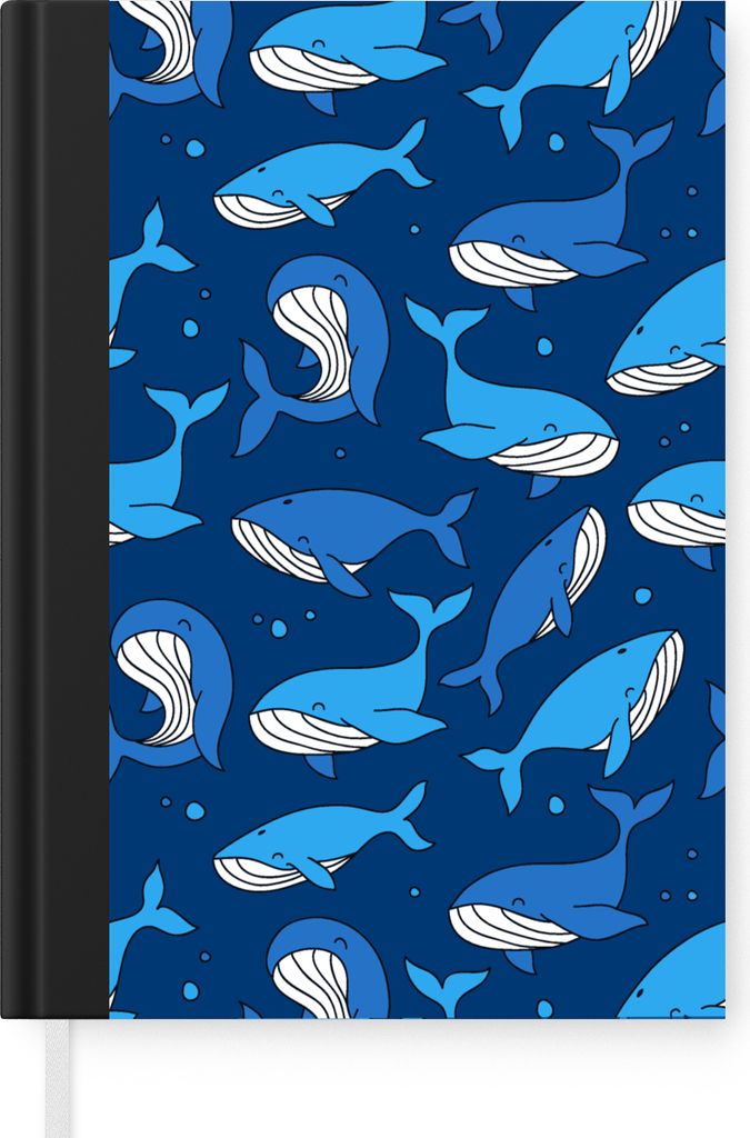 MuchoWow Notizbuch Tagebuch Haushaltsbuch Notebook A5 Wal - Muster - Tiere - Notizblock - Notizheft - Notebook - Schreibblock - Papier