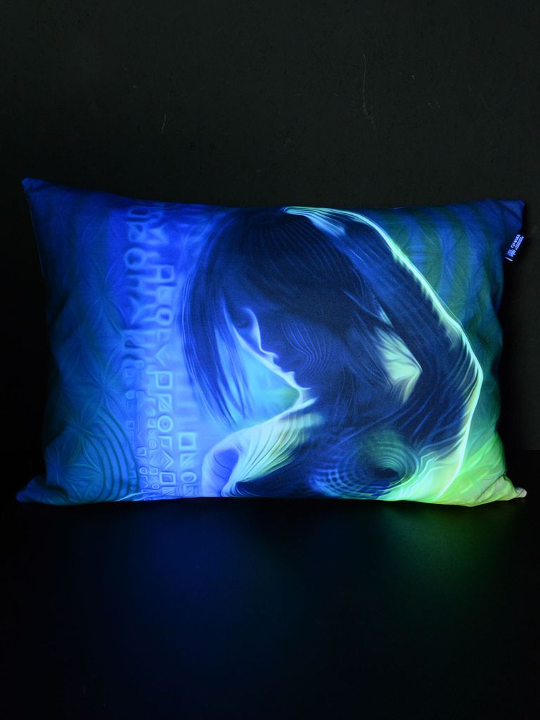 PSYWORK Schwarzlicht Kissen Neon "Prismatic", 70x90cm