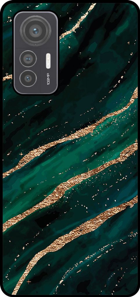 Smartphonica Phone Case Fit für Xiaomi 12 Lite mit Marmor-Druck - TPU zurück Abdeckung Fall Marmor-Design - Grün Gold