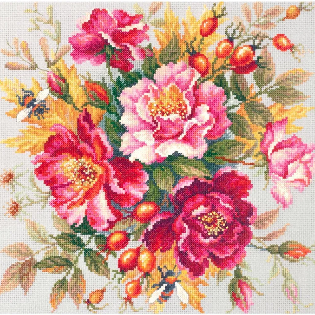 Broderie Point de Croix Compté Fleurs Sauvages Dogrose Set Magic Needle