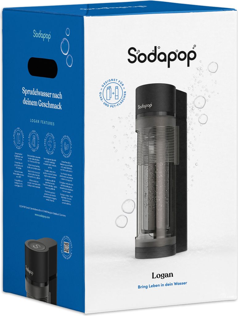 SODAPOP Wassersprudler Logan Starterset mit CO₂-Zylinder