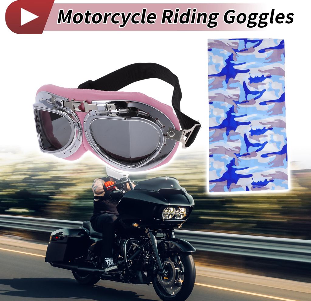 1 Paar Motorrad-Brillen Klappbar PC PolyurethanSchwamm Outdoor Sportsonnenbrille Für Motocross Dirt Bike ATV Dunkelgraue Linse Rosa Silber Rahmen