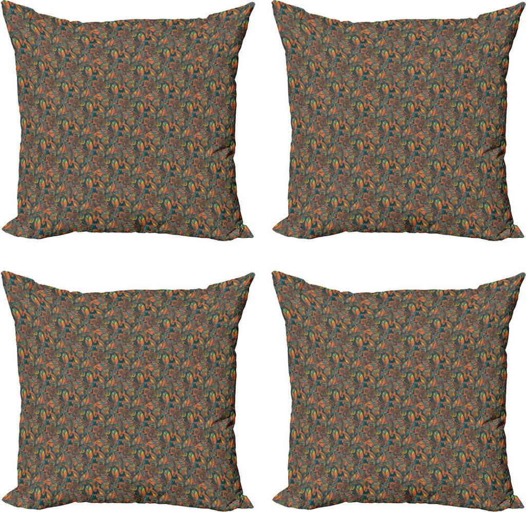 ABAKUHAUS Blumen Kissenbezug Set (4 Stück), Botanical Vintage Garden, Moderner Doppelseitiger Digitaldruck, 50 cm x 50 cm, Mehrfarbig