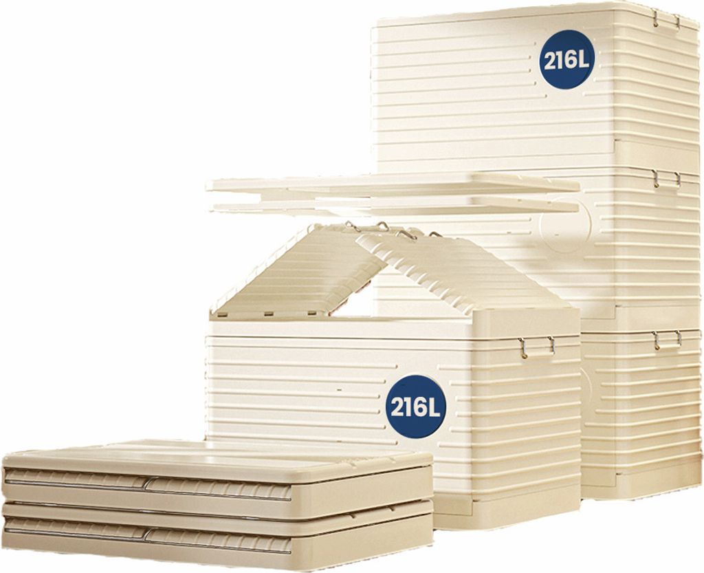 Heikoeco Aufbewahrungsbox,aufbewahrungsbox wasserdicht,aufbewahrungsbox mit deckel groß, Stapelbare Klappbox auf Rollen,81x57x45cm Kann 216L fassen
