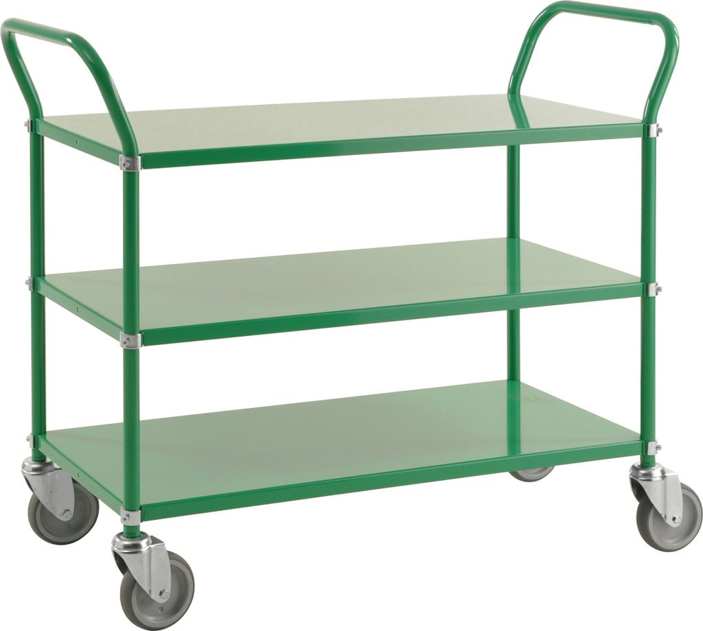 Kongamek Etagenwagen mit 3 Böden 900x440mm in Grün mit Bremse