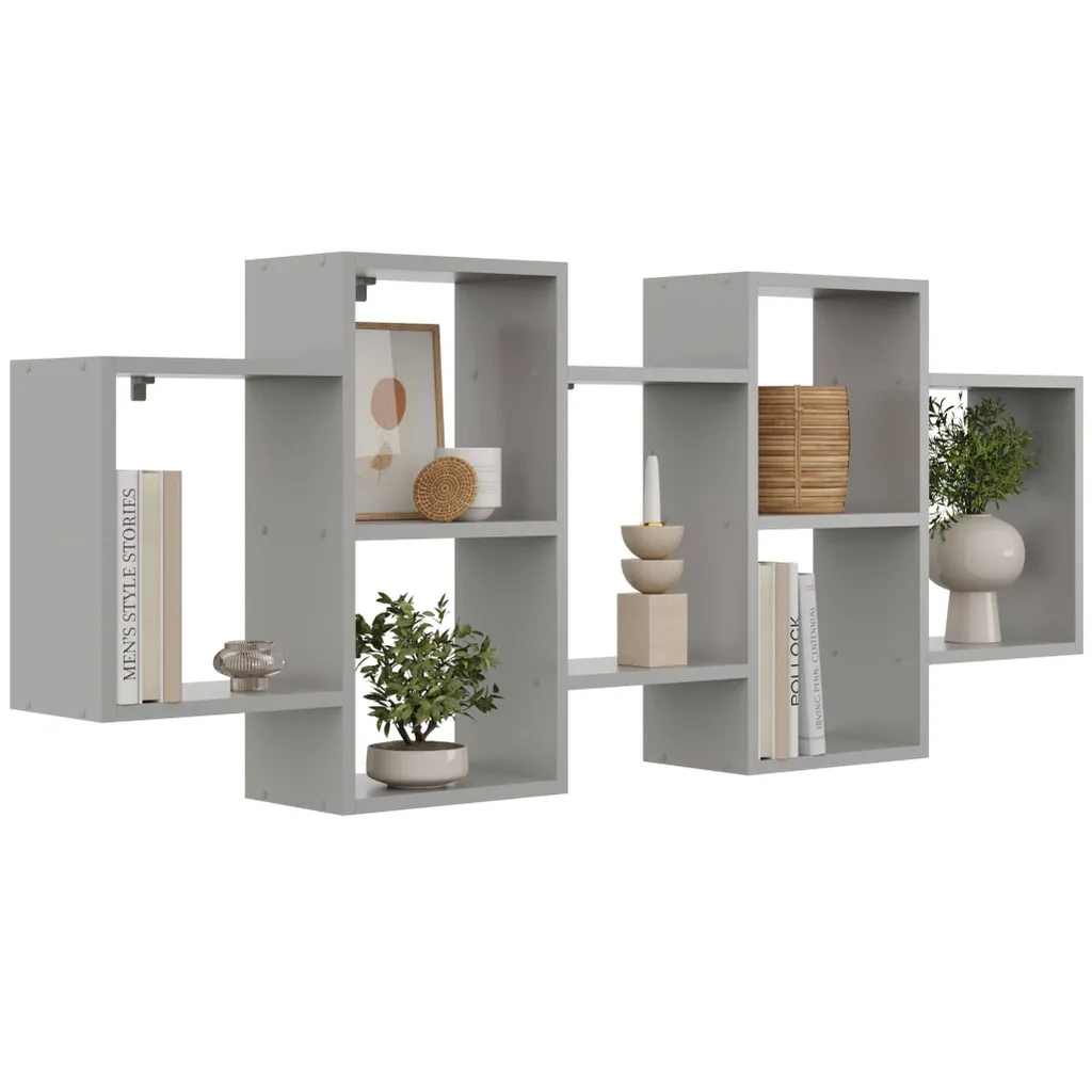 Étagère murale moderne grise 160 cm - Rangement mural design épuré