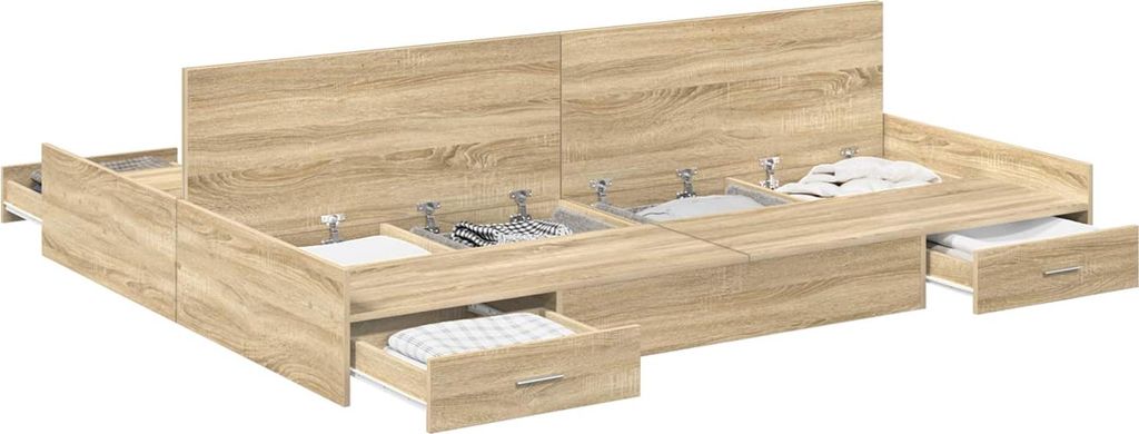 vidaXL Aufbewahrungsbettgestell mit Kopfteil Sonoma-Eiche 150 x 200 cm