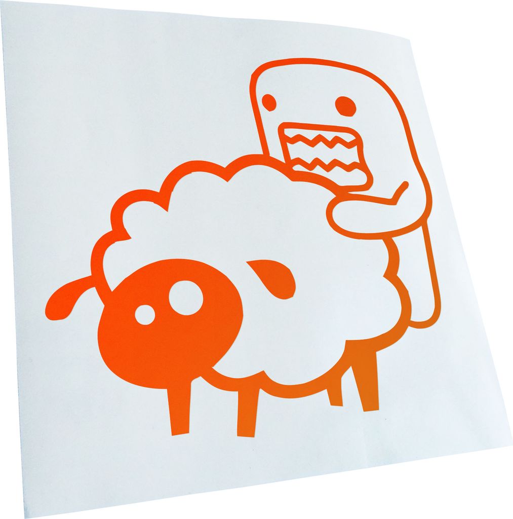 Kiwistar - Autoaufkleber - neonorange - 40 x 37 cm - Domo Sheep - Heckscheibenaufkleber - Aufkleber für Auto Kfz Fahrrad, LKW, Truck Mofa