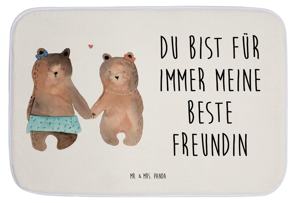 Mr. & Mrs. Panda Badteppich Bär Freundin - Weiß - Geschenk, Badematte, Badvorleger, Teddy, Duschvorleger, Badezimmerteppich, duschmatte