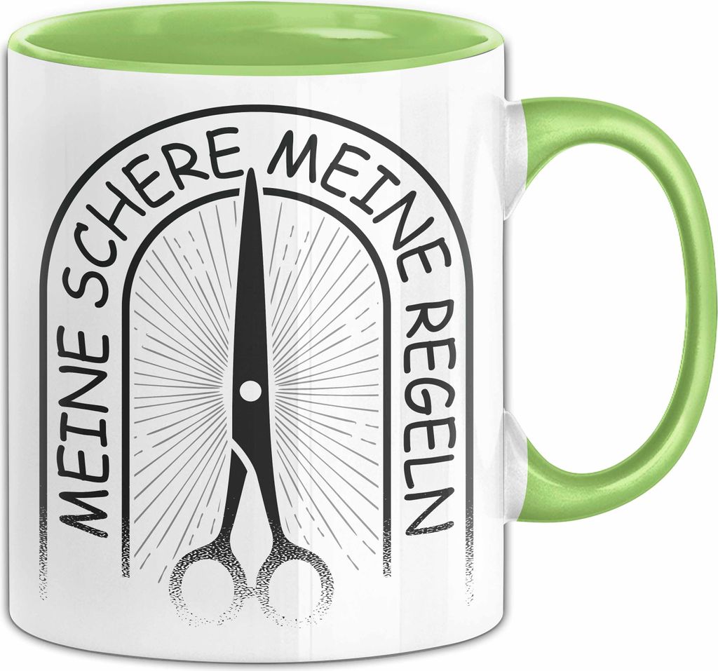 Friseurin Tasse Geschenk Meine Schere Meine Regeln (Grün)